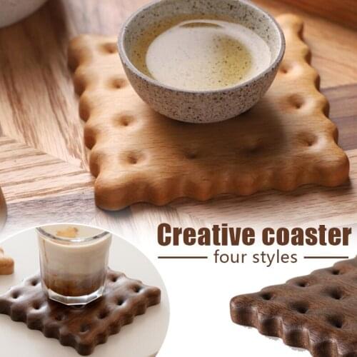 Wooden Cup Mat Cookie Creative Biscuit Coaster Tea Coffee Mug Holder Photo Props Matswedding Party Home Decoration Craft