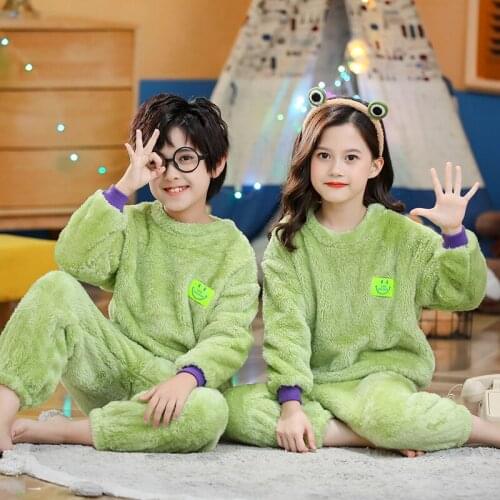 Children Clothes Girls Boys Pajamas Set Family Matching Outfit Mother Kids Flannel Sleepwear Long Sleeve Lounge Set Home Clothes