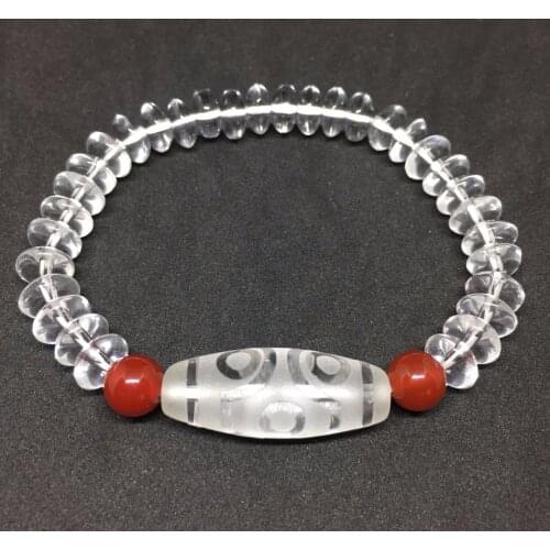 2018 New Arrival Crystal Beads White Abacus beads Elastic Bracelet Womens Fine Jewelry Amulet Beads Sweet 6 Eyes Dzi Ji
