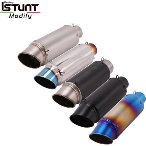 ISTUNT 51mm Inlet Universal Motorcycle Exhaust Escape moto Modified Vent Muffler For FZ6 Ninja300 cbr650f cbr1000rr mt07 z800 r6