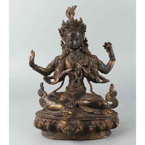 Chinese Exquisite Handmade Guanyin copper statue