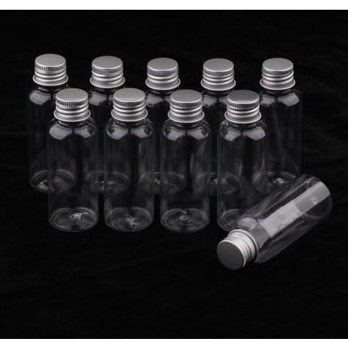 Pack of 10 50ml Empty Cosmetic Pots Lip Balm Container Jar Aluminum Cap Bottle, Refillable/Reusable for Home Travel Salon