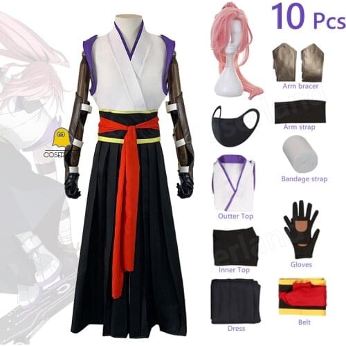 10 PCS Cherry Blossom Cosplay Costume Anime SK8 the Infinity Kaoru Sakurayashiki Wig Kimono Outfits Halloween Party Yukata Suit