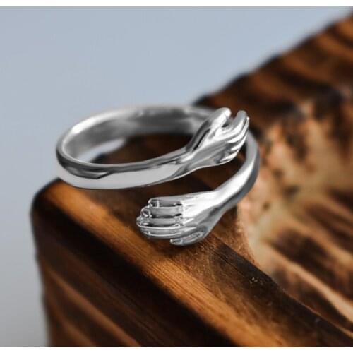 Creative Love Hug Silver Color Ring Fashion Lady Open Ring Jewelry Gifts for Lovers