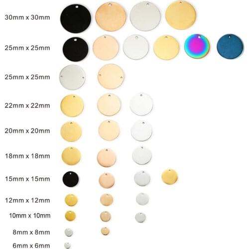 5pcs/Lot Stainless Steel Round Charms Pendants Tags for DIY Jewelry Making Necklace Bracelet Wholesale