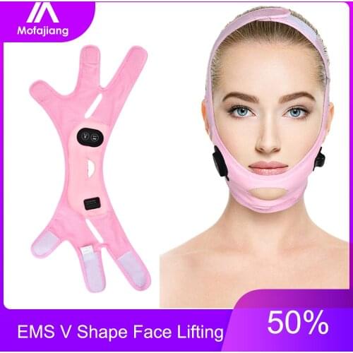 EMS Micro Current V Line Up Lift Double Chin Belt Device Facial Lifting Tool Slimming Galvanic Massager Face Bandage Anti Aging