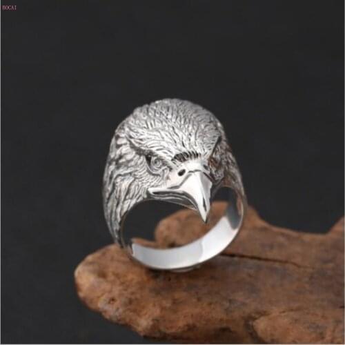 S925 sterling silver jewelry Ring Thai silver personality Originality Domineering Eagle Head Mens index finger ring