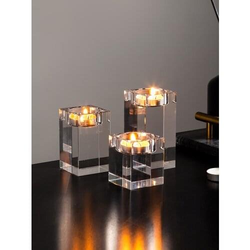 Stick Holders Candlestick Glass Set Crystal Candelabra Wedding Center Table Living Room European Decor Candle Holders BG50CH