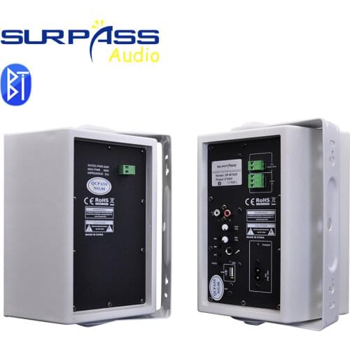 Bluetooth Wall Mount Speaker System Box USB Aux 3.5mm Smart Home Stereo Sound PA HiFi Bass Background Music Player Support Mic