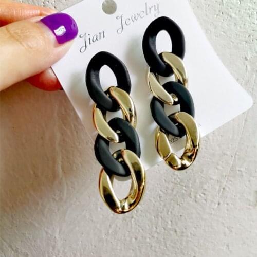 New Trendy Long Chain Acrylic Vintage Drop Earrings For Women Geometric Brown Resin Statement Earring Retro Jewelry Gifts