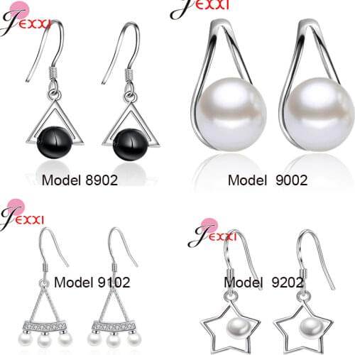 1 Pair Unique Design Sweet Simulated Pearl 925 Sterling Silver Drop Earrings Jewelry Charming Classic For Women Anniversary Gift
