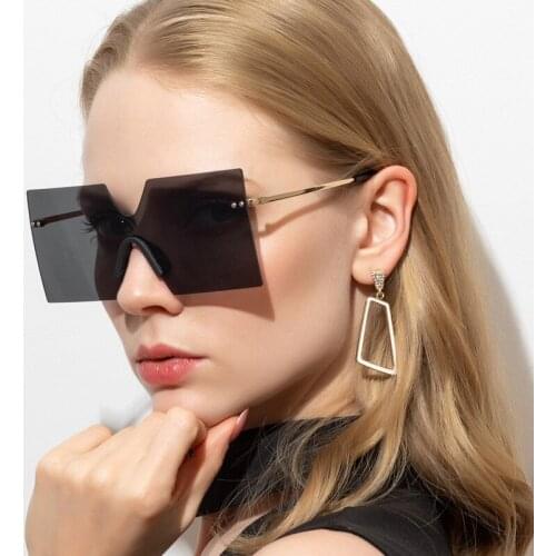 TEENYOUN 2020 Fashion Women Oversize Sunglasses Men Rimless Square Siamese Sun Glasses Female Eyewears Oculos De Sol UV400