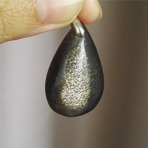 Natural Black Sunstone Moonstone Pendant 33*20*9mm Fashion Natural Stone Gold Light Water Drop Pendant Bead