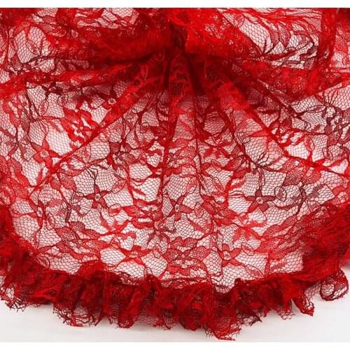15Yards Red Pink Lace Trim Bridal Belt Headwear Garment 19cm Width Fabric for Sexy Underwear