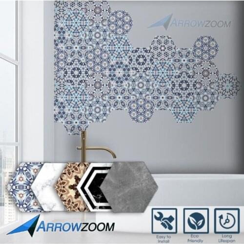 Arrowzoom Hexagon Pattern Home Wall and Floor Decoration Self-Adhesive PVC Vinyl Tiles AZ1193