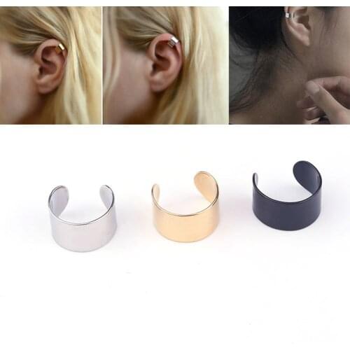 Gold Color Small Hoop Earrings Zinc Alloy Circle Round For Women Men 2021 Ear Ring Bone Buckle Fashion Jewelry Non Piercing