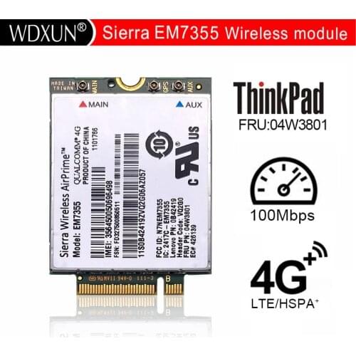 Sierra Wireless Airprime Em7355 Qualcom Gobi5000 Ngff 4g Lte Module For Lenovo X240 T440 T540 W540 Fru:04w3801 Network Modem