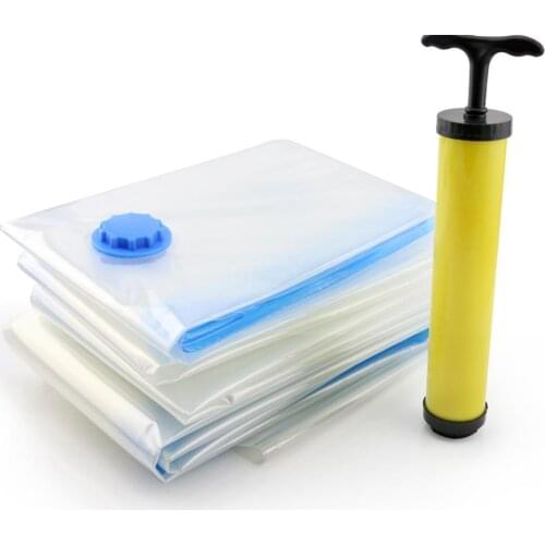 Foldable Transparent Vacuum Storage Bag Travel Pump Space Saving Seal Compressed Bags Home Organizer for Clothes