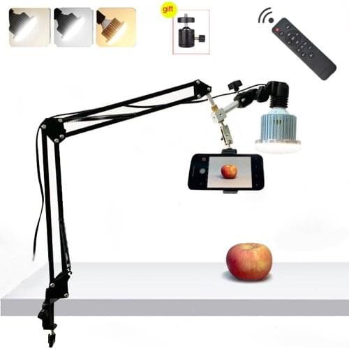 Phone Photography 35W LED Light Lamp Suspension Arm Bracket Stand Kit Phone Clip For Desktop Photo Video Shooting Live Streaming