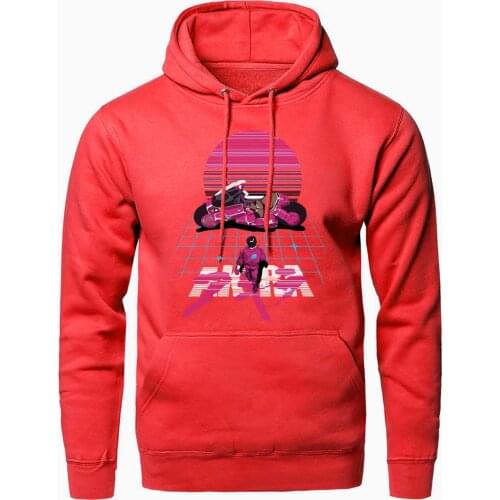 Fashion men hooded sweatshirts spring autumn coats slim fit hoodies pullover casual Akira Synthwave japanese anime print clothes