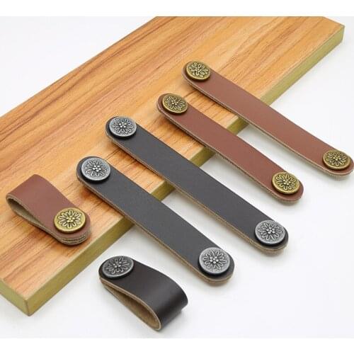 Thickened Leather Handle Furniture Knob Cabinet Pull Shoe Dresser Drawer Cabinet Door Handles Anti-Collision Child Knob Hardware