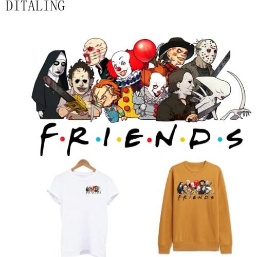 Horror Movie Killers Patches On Clothes DIY Washable Friends Sticker Sticker Jacket Clothing Iron-On Patches Scary Squad Patch