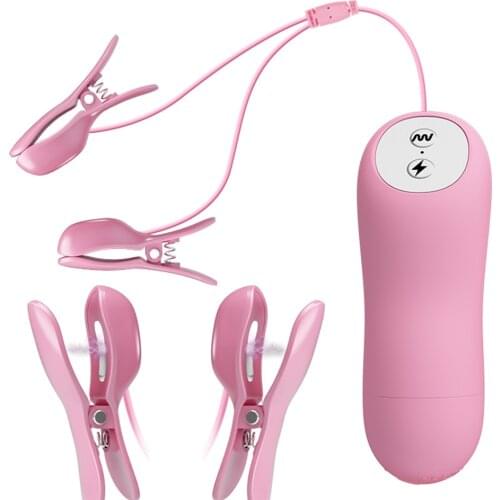 YEMA Electric Shock Vibrator Nipple Clamps Vibrating Nipple Stimulator Breast Massager Sex Toys for Woman