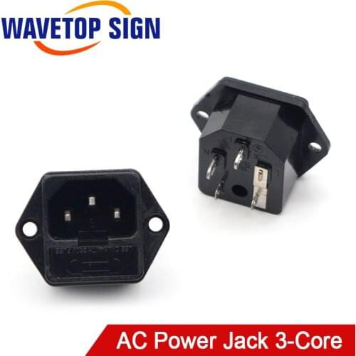 WaveTopSign 4Pcs /Lot AC-03 3Pin AC Power Jack Character 10A 250V Male Socket For Co2 Laser Cutting and Engraving Machine