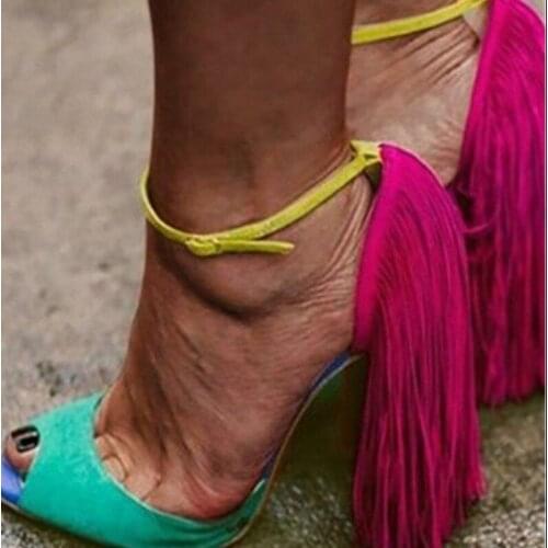 2021 New Women High Heels Shoes Peep Toe Heeled Prom Evening Party PU Thin Heels Summer Fashion Womens Sandals