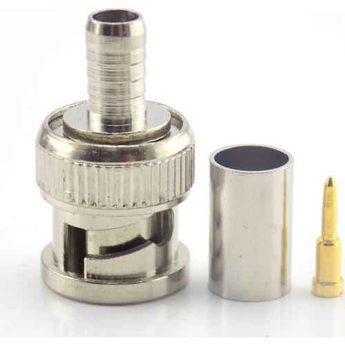 10pcs Male BNC Connector 3 in 1 Crimp to Coaxial RG59 Cable bnc connector for cctv/ip camera/video camaras espias