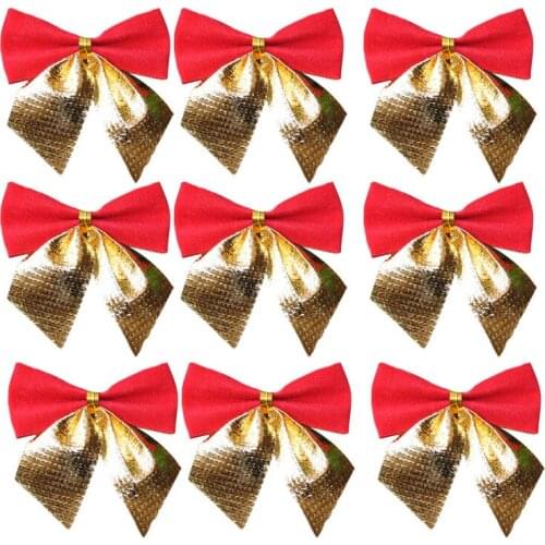 12PCS Pretty Bow Xmas Ornament Christmas Tree Decoration Festival Party Home Bowknots Baubles Baubles New Year Decoration