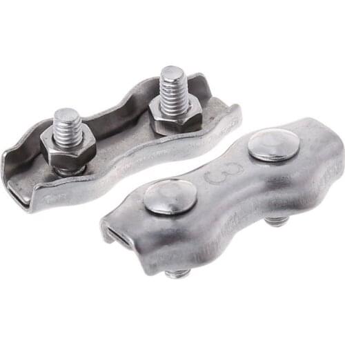 2Pcs/Set Stainless Steel Wire Rope Clips Double Grips Cable Clamps for Wires 2mm 3mm 4mm 5mm 6mm