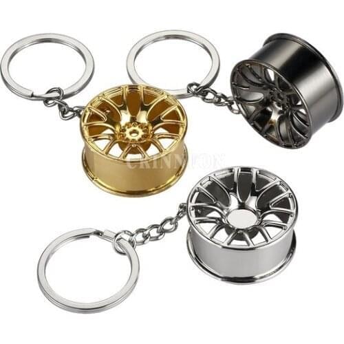 200Pcs/Lot Car Wheel Tire Styling Keychain Creative Mini Metal Turbo Keychain Key Ring Auto Car Key Chain Keyring Key Holder