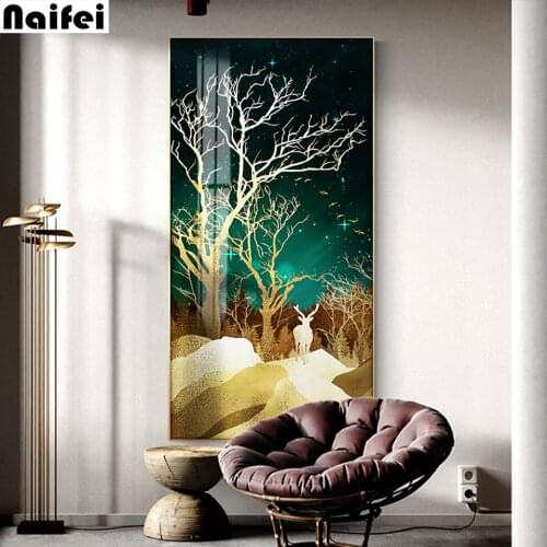 Abstract Golden Art landscape picture 5D DIY Diamond Painting Full round Square Drill 3D Cross Stitch Kits Embroidery Home Decor
