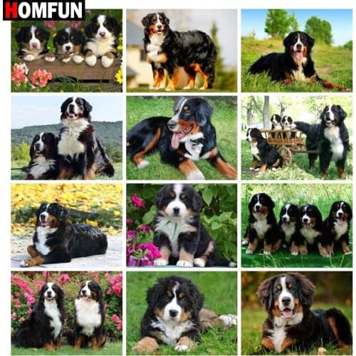 HOMFUN Diamond Painting Full Square/Round Diamond "Animal dog landscape" Pattern Embroidery Cross Stitch 5D Rhinestone Painting