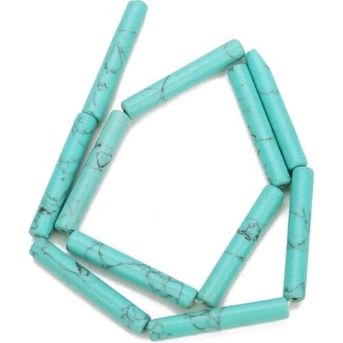 LINSOIR 1 strand/lot 6X36mm Natural Stone Beads Column Green Turquoises Spacer Beads For Diy Bracelet Necklace Jewelry Making