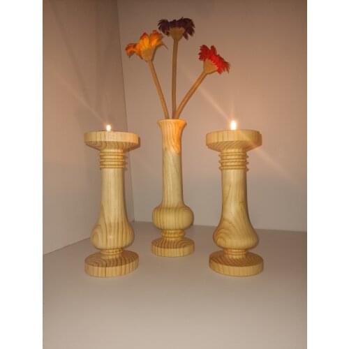 Wooden Authentic Candle Holder and Vase Set Candlestick for Decoration Home Decor Living Room Decor Elegance Woodcraft Woodwork