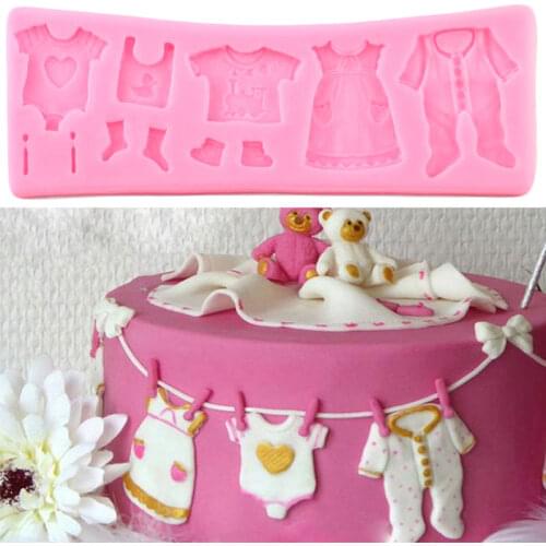 DIY Shower Party Baby Clothes Silicone Mold Cake Border Fondant Cake Decorating Tools Cupcake Candy Chocolate Gumpaste Moulds