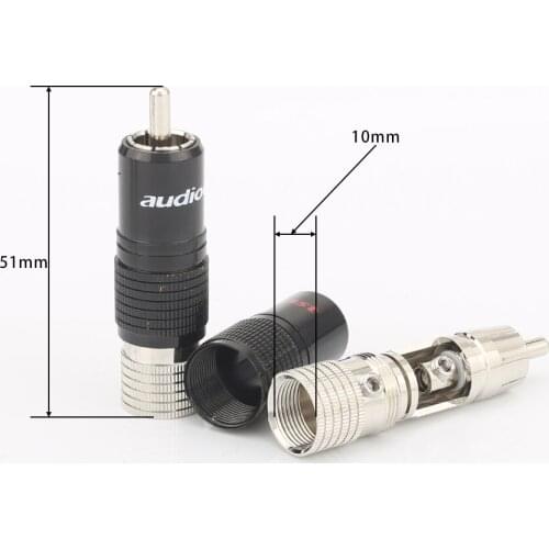 Hifi audio 4pcs/lot Hi-End Rhodium Plated RCA Male audio Plug Connector 10mm lock for DIY