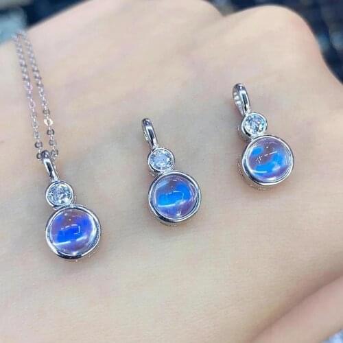 Beautiful Ins Silver Necklace Natural Moonstone Pendant In 925 Silver Engagement Wedding Jewelry For Gfit