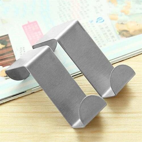 Stainless Steel Door Hooks Hanging Kitchen Cabinet Clothes Hanger On Door Back Type Strong Practical Home Accessories