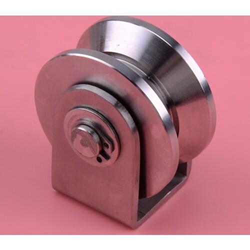 LETAOSK Silver Stainless Steel Industrial V Type Heavy Duty Fixed Lifting Guide Pulley Wheel 5.2 x 4.6 cm