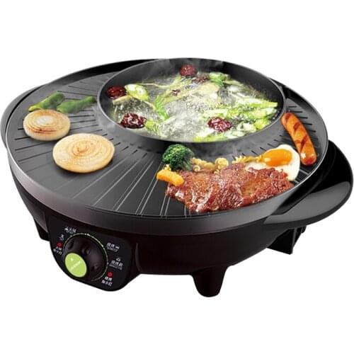 1600W Electric Multi Cooker Dish Roast Integrated Purpose Hot Pot Electric Grill Oven Skillet As One Convenient Cooking Machine