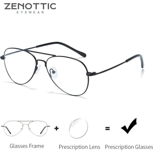 ZENOTTIC Prescription Progressive Eyeglasses Men Pilot Anti Blue Light Photochromic Glasses Myopia Hyperopia Optical Eyewear
