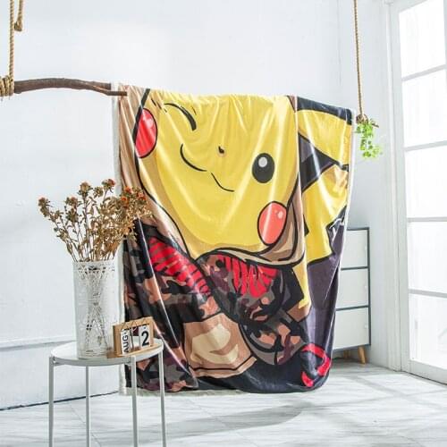 Pokemon Blanket Pikachu Cartoons 3D digital printing Anime Crystal Velvet + Arctic Velvet Blanket Kids nap blanket Sofa blanket