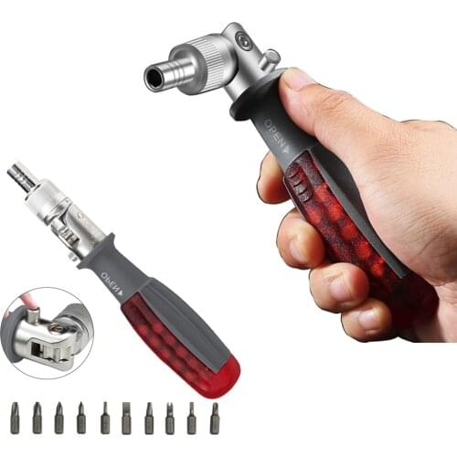 11 In 1 Multi-angle Foldable Ratchet Screwdriver 1/4 Inch Inside Hexagon Adjustable Angle Labor Saving Household Repair Tool