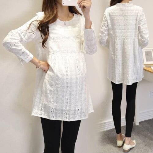 Moms Pregnant Dress Blouses Shirts Women Maternity Tops Clothes Embroidery Pregnancy Clothing Plus Size 2018 New Spring & Autumn