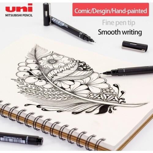 Mitsubishi Unipin Porous-Point Pens Waterproof Brush Pen 0.05MM Design Drawing Pen Water-based Comic Hook Line Needle Marker Pen