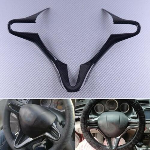 DWCX ABS Carbon Fiber Style Car Inner Steering Wheel Trim Cover Frame fit for Honda Civic 8th FD2 2006 2007 2008 2009 2010 2011