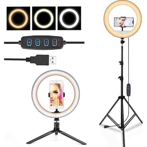 LED Ring Lights With Tripod 55 110 160 CM Phone Holder Selfie RingLights Camera Studio Video Lights for Youtuber TikTok Live